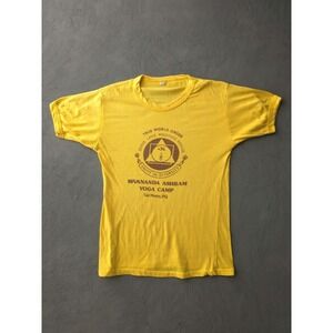 Vintage 80s True World Order Yoga Camp Yellow T-shirt M